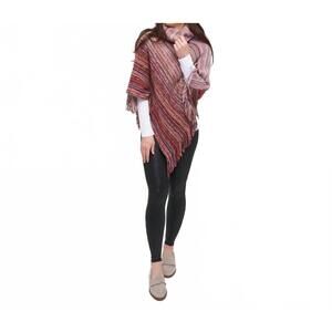 NEW HOWARD'S tiya striped funnel neck poncho in berry